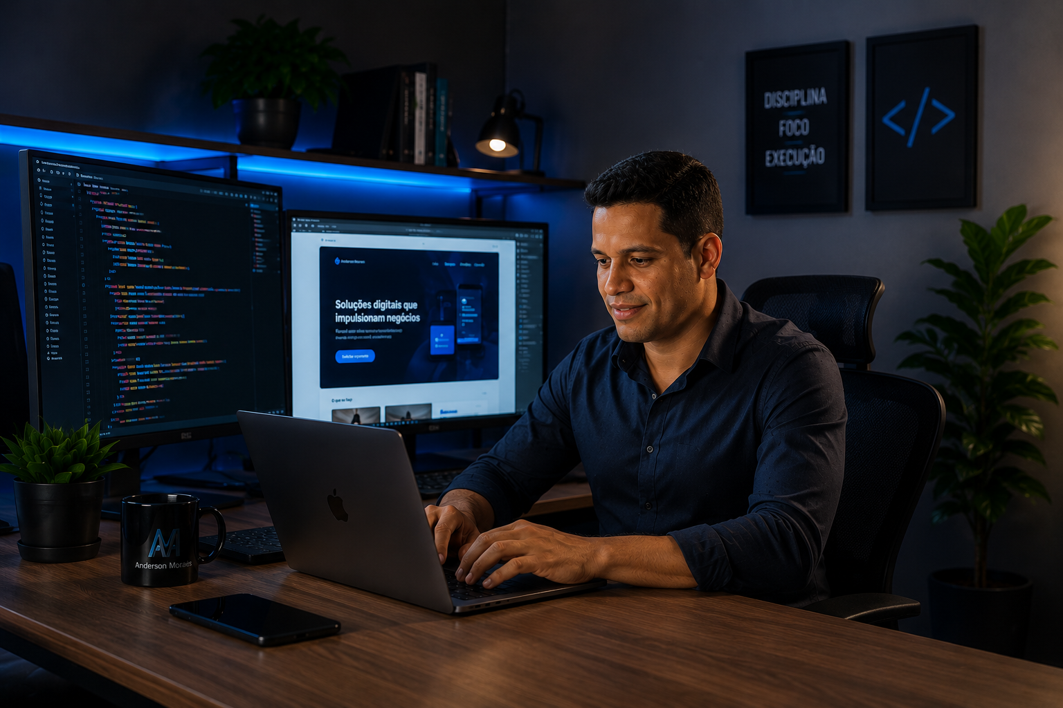 Anderson Moraes desenvolvendo um projeto digital